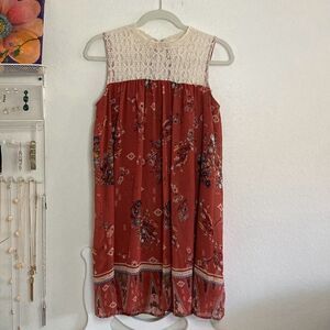 Boho Peasant Style Tunic Top Blouse Orange size Medium